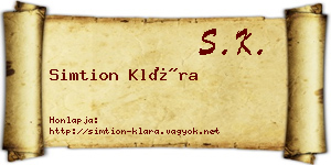 Simtion Klára névjegykártya