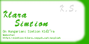 klara simtion business card